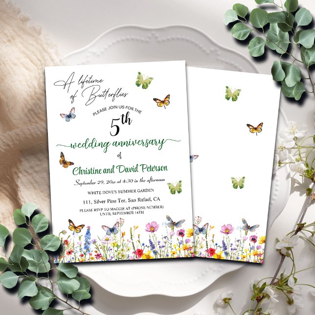 Invitation Vie des papillons 5e anniversaire de Mariage (Créateur téléchargé)