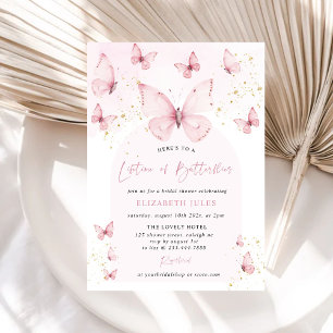Invitation Vie des papillons Fête des mariées d'or rose