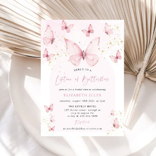 Invitation Vie des papillons Fête des mariées d'or rose