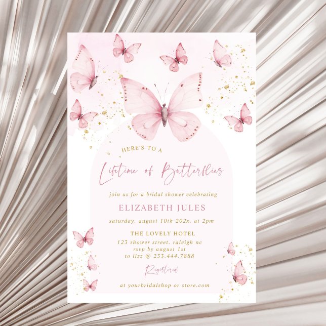 Invitation Vie des papillons Fête des mariées d'or rose (Créateur téléchargé)