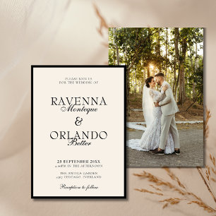 Invitation Vieille Argent Noir Ivoire Photo Mariage Timeless