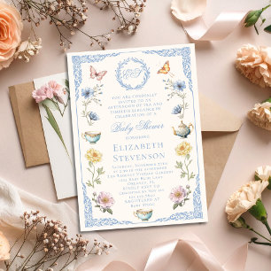 Invitation Vieille Fortune Régence Fête de Thé Florale Baby S