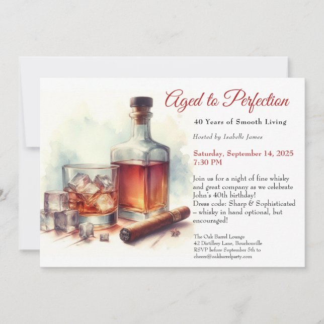 Invitation "Vieilli à la perfection - Anniversaire Whisky (Devant)