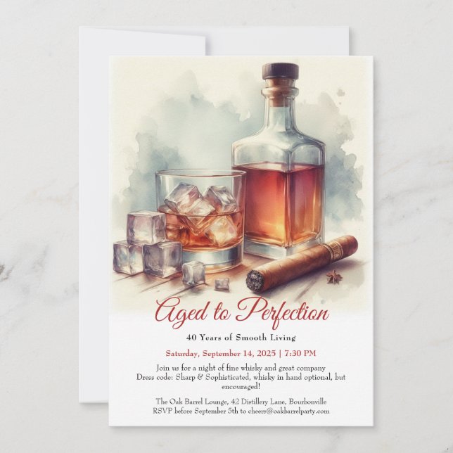 Invitation "Vieilli à la perfection - Anniversaire Whisky (Devant)