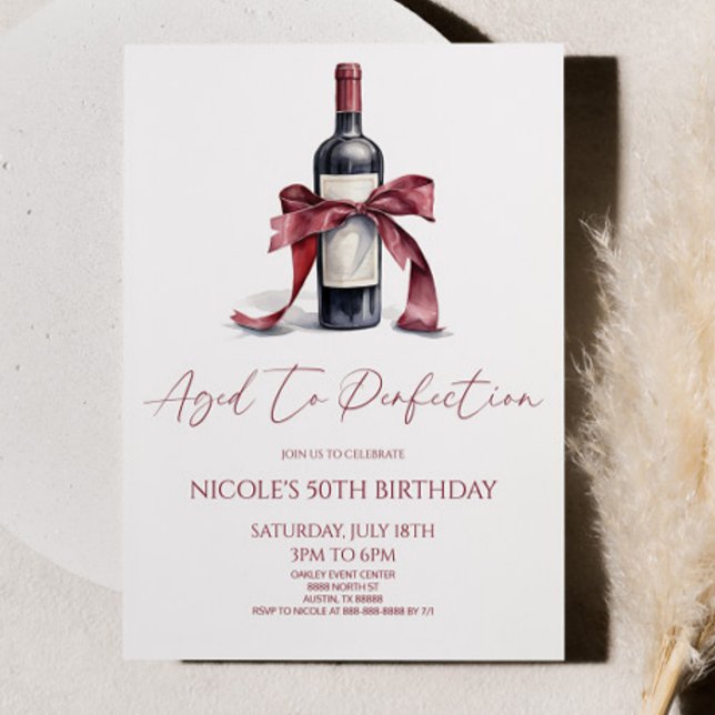 Invitation Vieilli À La Perfection Bow Vin Rouge Anniversaire (Créateur téléchargé)