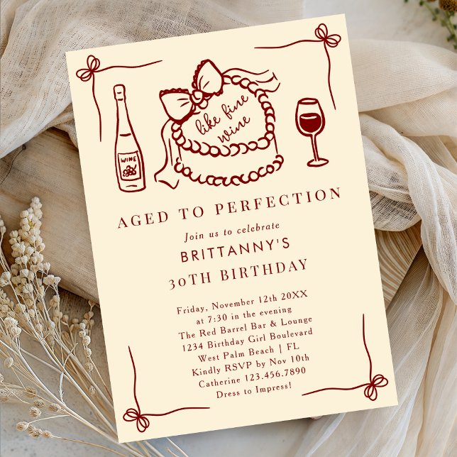 Invitation Vieilli À La Perfection Comme Du Vin Fin Anniversa (Créateur téléchargé)
