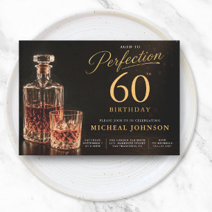 Invitation Vieilli à la Perfection Or Noir 60e Anniversaire