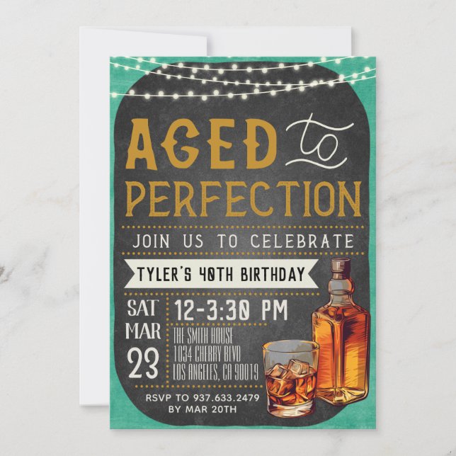Invitation Vieilli à Perfection Whiskey Anniversaire Invitati (Devant)
