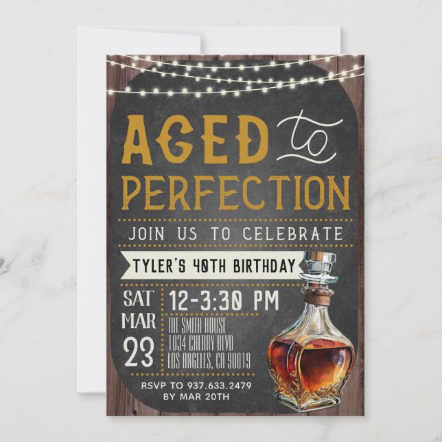 Invitation Vieilli à Perfection Whiskey Anniversaire Invitati (Devant)
