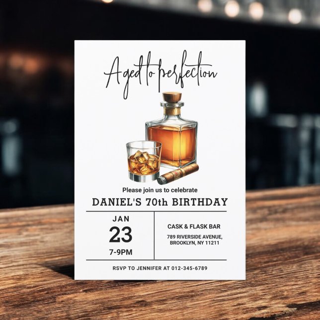 Invitation Vieilli à Perfection Whisky Cigar 70e anniversaire (Créateur téléchargé)