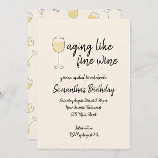 Invitation Vieillir Comme Vin Fin Vin Blanc Verre Anniversair