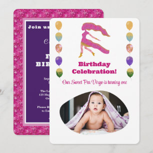 Invitation Vierge 1er Anniversaire Photo Impressionniste Or