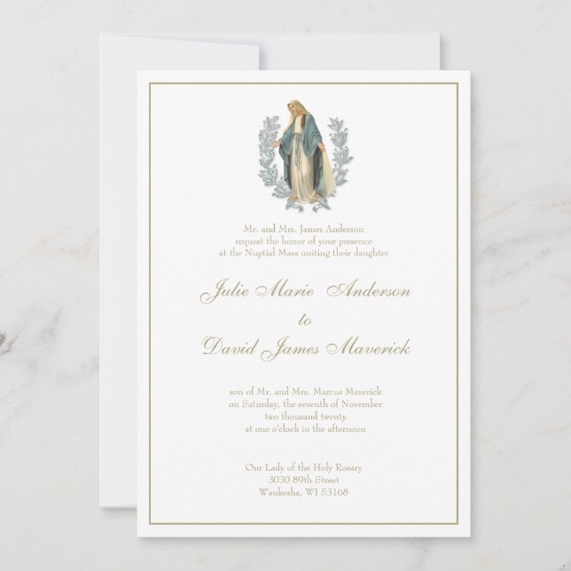 Invitation Vierge catholique Mary Laurel Mariage (Devant)