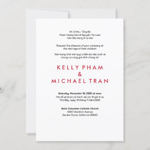 Invitation vietnamienne anglaise Design moderne