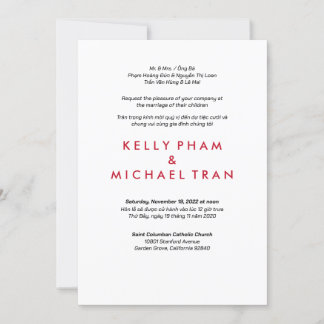 Invitation vietnamienne anglaise Design moderne