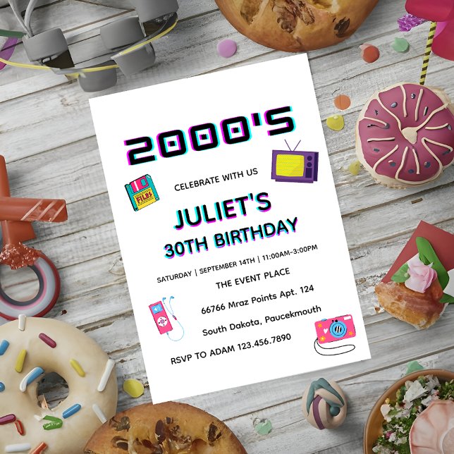 Invitation vieux 2000s Soiree fête vierge 30e anniversaire (Créateur téléchargé)