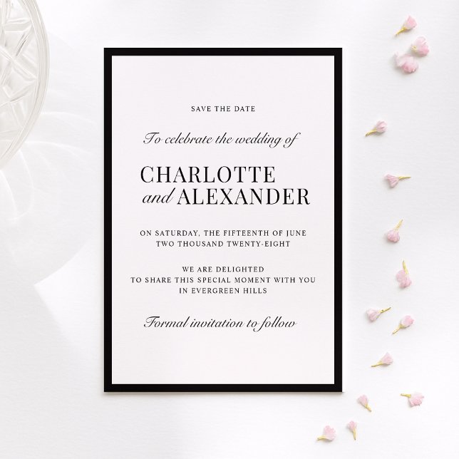 Invitation Vieux argent, blanc cassé, encadré enregistrer la  (Créateur téléchargé)