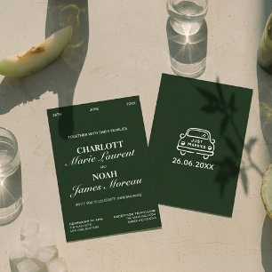 Invitation Vieux Argent Élégant Vert Foncé Chic Luxe Mariage