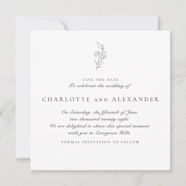 Invitation Vieux argent Esthétique, Neutre bg, enregistrer la (Devant)