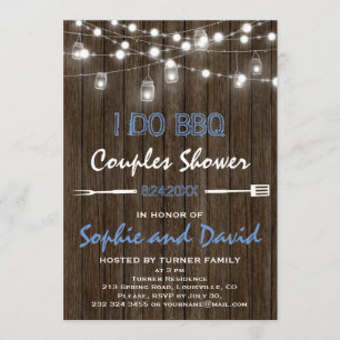 Invitation Vieux Bois Mason Jar String Lumières Couples Douch