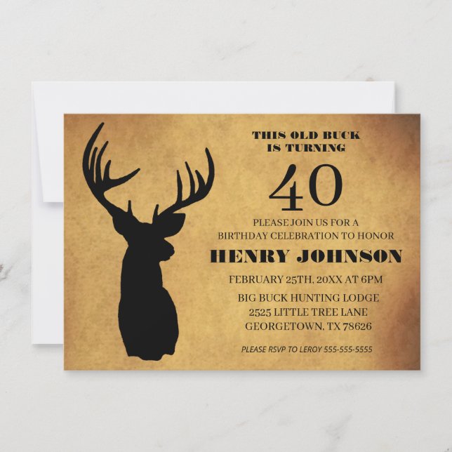 Invitation Vieux Buck fête du 40e anniversaire (Devant)
