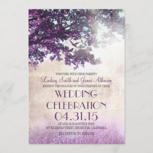 Invitation Vieux chêne violet & mariage inséparables invite