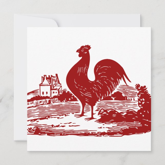 Invitation Vieux cru de ferme de coq rouge (Devant)