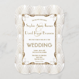 Invitation Vieux Hollywood Grand Gatsby mariage blanc Invitat