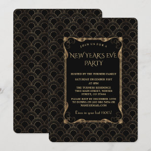 Invitation Vieux Hollywood Noir Grand Gatsby New Year Party