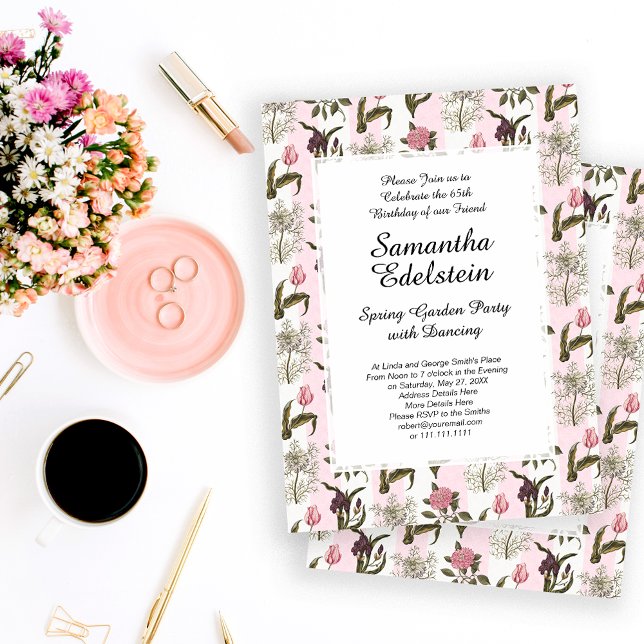 Invitation Vieux Jardin Anglais Floral Anniversaire (Créateur téléchargé)