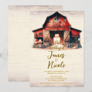 Invitation Vieux Mariage campagnard rustique de la grange rou