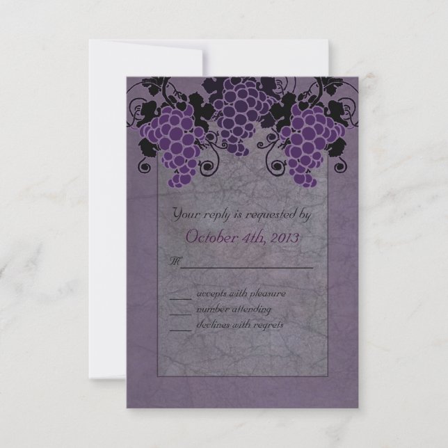 Invitation Vieux mariage de raisins violets Enregistrer la da (Devant)