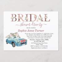 Vieux Voiture Rose Blush Fête des mariées Florale 