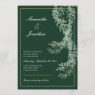 Invitation Vignes à feuilles vertes Sage   Emerald Green Mari