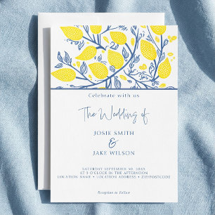 Invitation Vignes citronnées bleues et jaunes