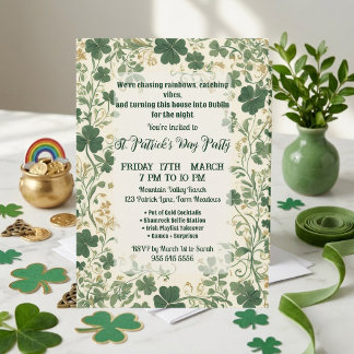 Invitation Vignes de Trèfle Vert Fête Drôle de la Saint-Patri