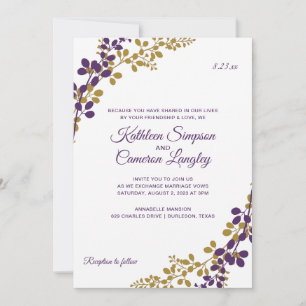 Invitation Vignes Exquises - prune et or
