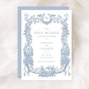Invitation Vignes vintages Florales Vignes Toile Mariage bleu