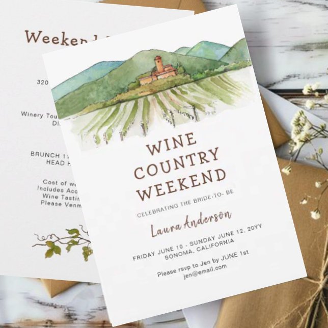 Invitation Vignoble Aquarelle week-end Bachelorte (Créateur téléchargé)