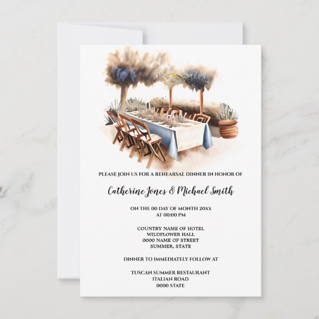 Invitation Vignoble de campagne Cuisine toscane mariage itali (Devant)