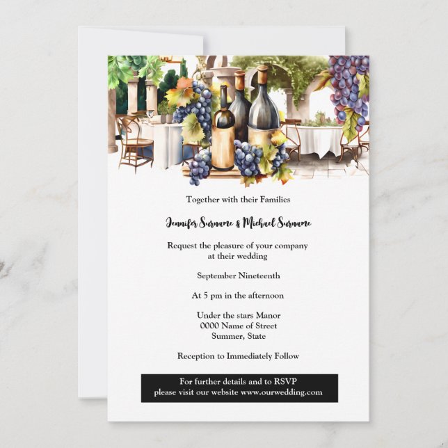 Invitation Vignoble en plein air aquarelle vignes (Devant)