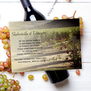 Invitation Vignoble et Rose clôture mariage Enregistrer la da