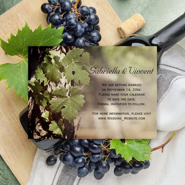 Invitation Vignoble Feuille de raisin naturel Enregistrer la  (Créateur téléchargé)