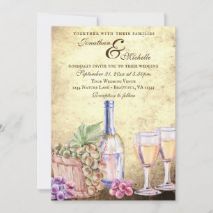 Invitation Vignoble romantique Vignoble Vin Tout en un Mariag