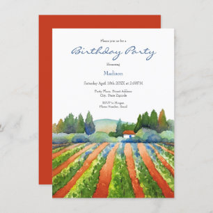 Invitation Vignoble rouge vert bleu