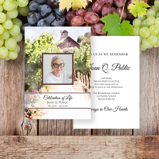Invitation Vignoble rustique Aquarelle Célébration de la vie (Créateur téléchargé)