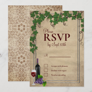 Invitation Vignoble rustique épousant RSVP