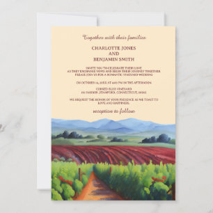 Invitation Vignoble rustique Mariage couleur vin