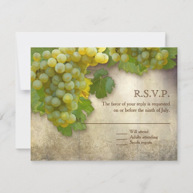 Invitation Vignoble toscan Rustique Elégant Vin Blanc Art RSV (Devant)