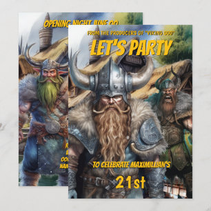 Invitation Viking médiéval norse guerriers imaginaire anniver